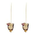 Gold Tone Long Threader And Multicolor Fruit Cluster Earrings view 5