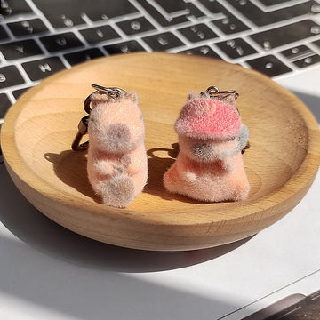 Flocked Capybara Plush Keychains Lobster Clasp 3 Styles