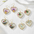 Heart-Shaped Pressed Flower Drop Earrings in Four Designs view 1