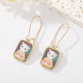 Gold Tone Painted Cat Portrait Necklace and Earring Options view 6