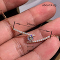 Rose Gold Curved Bar Necklace Round Center CZ Pave view 4