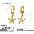 Zirconia Starfish Huggie Hoop Earrings Gold Steel ABC view 7
