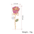 Pink Gold Tone Rose Crystal Pearl Look Metal Brooch Pin view 2