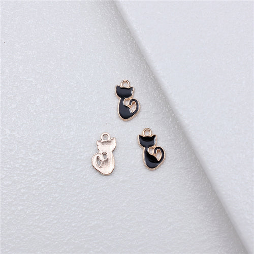 Pink Cat, Black Cat, White Cat curled cat enamel charms in image 2, shown in an alternate angle or finish view