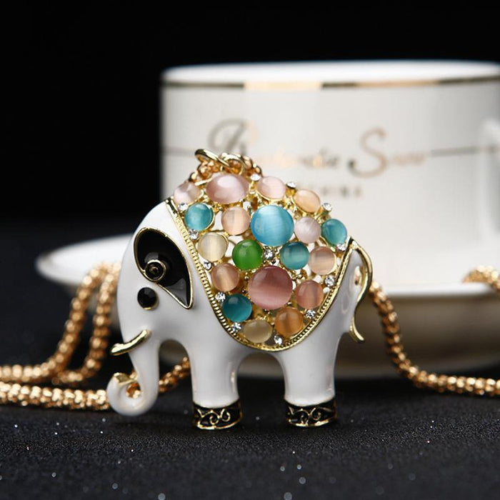 Crystal Elephant Rocking Horse and Horse Long Sweater Pendant Necklaces