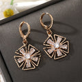Gold Tone Clear Crystal Geometric Huggie Drop Earrings in Five Designs view 8