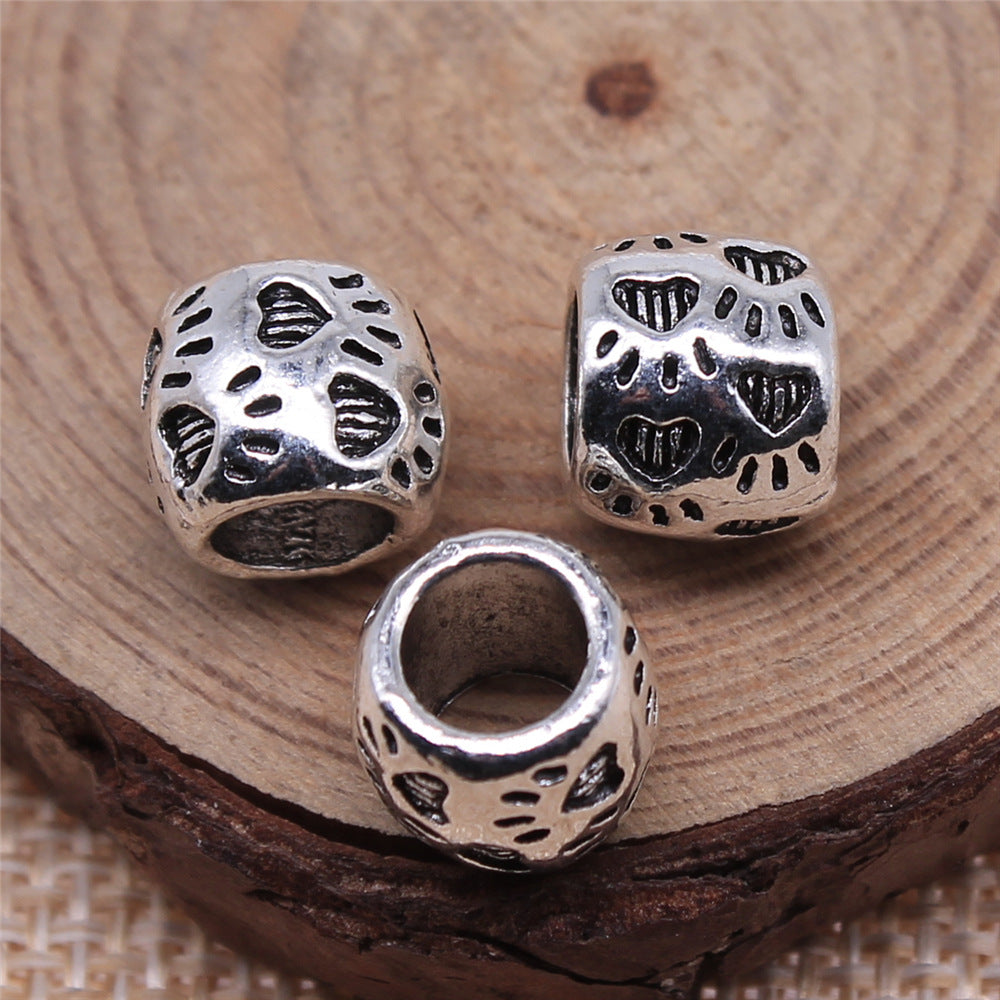 10x8mm 2.4g Antique Silver Zinc Alloy Barrel Large Hole Beads for Bracelet Necklace Making