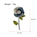 Camellia Crystal Metal Brooch Pin 6 x 3.2 cm for Jackets and Lapels view 2