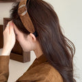 Fabric Padded Oval Acrylic Ring Headband Deep Coffee view 4