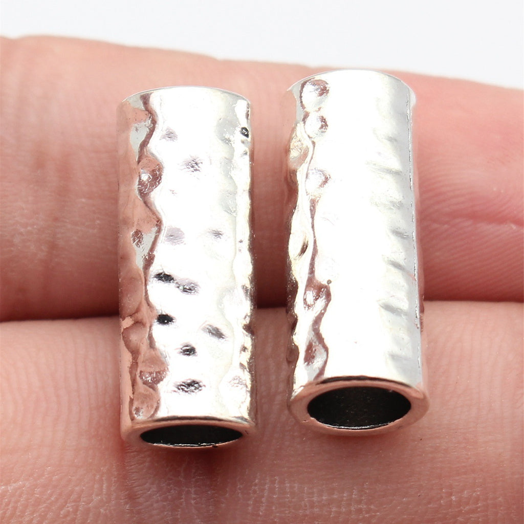 24x9.6x9.6mm 4.7g Multicolor Zinc Alloy Hammered Long Tube Spacer Beads for Dreadlock Jewelry Making