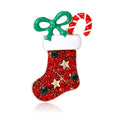 Red Crystal Christmas Stocking Brooch With Bow and Candy Cane view 5