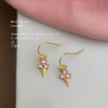 Gold Pink Zircon Ice Cream Cone Drop Hook Earrings view 3