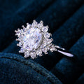 Silver Tone Round Clear Stone Double Floral Halo Ring view 2