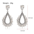 Aqua Green Green Teardrop Leaf Fan Crystal Five Designs Metal Dangle Earrings view 5