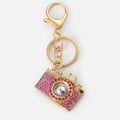 Gold Rhinestone Camera Charm Metal Keychain Lobster Clasp view 5