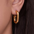 U-Shape Hollow Tube Hoop Earrings Gold Or Steel Copper view 4