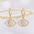 Gold Tone Crystal Framed Rose Huggie Earrings in Five Shapes view 4