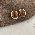 Amber Brown Stone Earrings in Twenty Eight Distinct Designs view 12