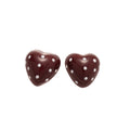 Brown Heart Stud Earrings With White Polka Dots Jewelry view 5