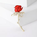 Enamel Rose Stem Brooch in 2 Color Styles Metal Pin view 2