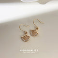 Gold Ginkgo Leaf Drop Earrings Clear Edge Stone Pair view 3