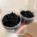 Black Elastic Hair Ties In Thicker Or Finer Styles Inside Clear Jars view 2