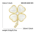 Gold Four Leaf Clover Brooch White Mother Of Pearl Leaves view 5