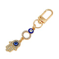 Gold-Tone Rhinestone Hamsa Hand Keychain With Evil Eye Charm view 4