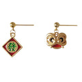 Asymmetric Gold Tone Lion Dance Fortune Plaque Drop Earrings view 5