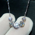 Silver Tone Five Round Bezel CZ Geometric Pendant Necklace view 1