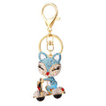 Jeweled Scooter Riding Fox Keychains in Five Colors and Fifteen Loop Options view 5
