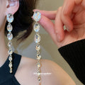 Green Crystal Triple Strand Drop Stud Earrings Decorative Jewelry Pair view 3