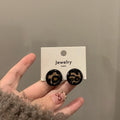 Olive Brown Leopard Round Stud Earrings Fashion Jewelry view 4