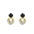 Black Square Open Circle Clear Look Dangle Stud Earrings view 5