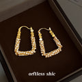 Gold U Shape Pave Crystal Geometric Hoop Earrings Pair view 1