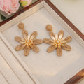 Nine Color Woven Large Flower Statement Dangle Earrings view 9