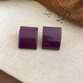 Purple Square Resin Stud Geometric Statement Earrings view 6