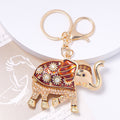 Enamel Sun Rhinestone Elephant Keychain Gold Clasp Four Colors view 7