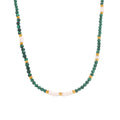 Malachite Freshwater Pearl Beaded Necklace Gold Accents view 5