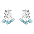 Silver Tone Holly Leaf Aqua Drop Earrings In Stud And Clip Styles view 5