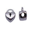 Antique Silver Heart Padlock Large Hole Metal Bead view 4