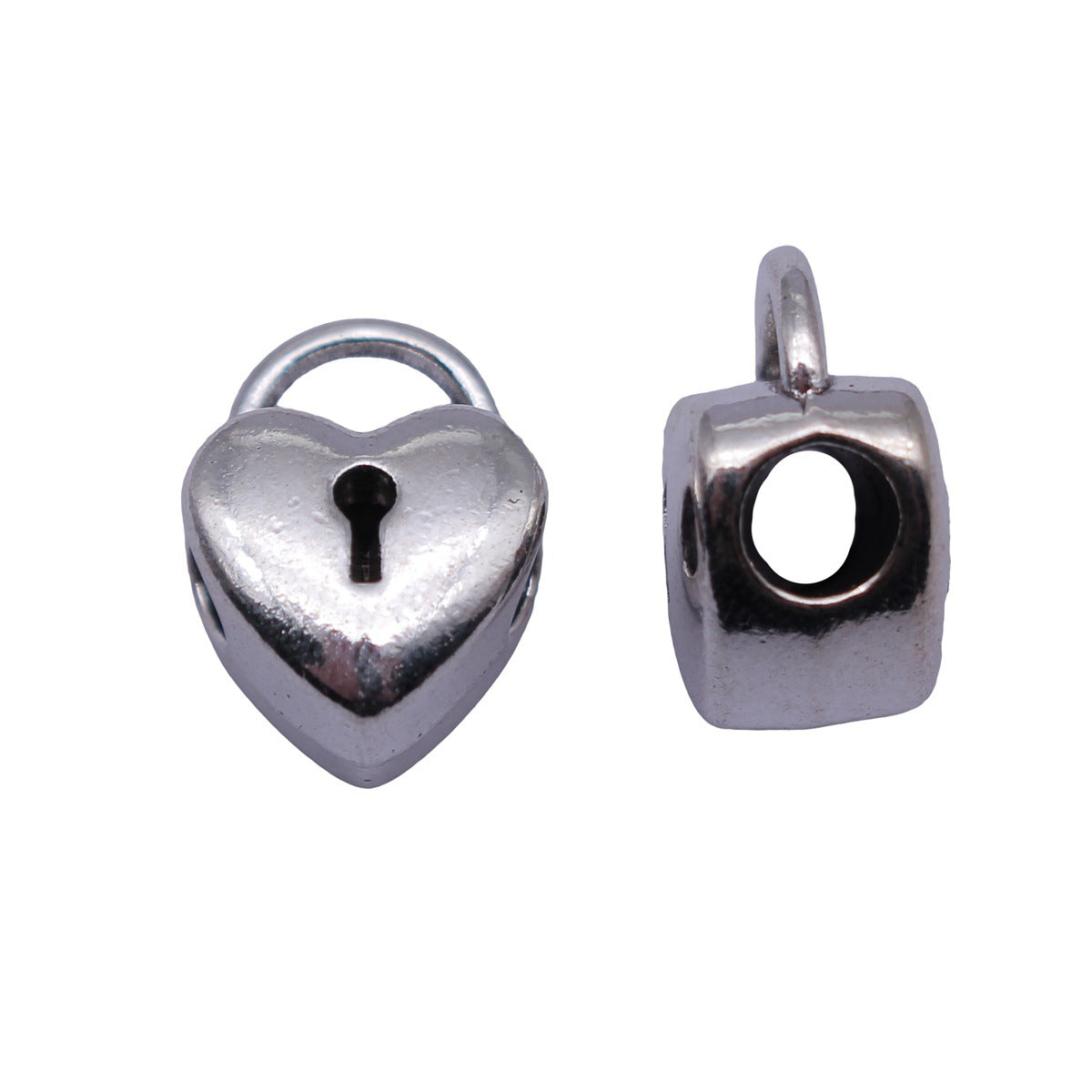 15x11x8.7mm 3.3g Antique Silver Zinc Alloy Heart Lock Large Hole Beads for Bracelet Necklace Jewelry Making