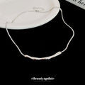 Silver Snake Chain Wavy Bar Pendant Necklace Single Style view 2