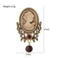 Red Gold Tone Woman Portrait Metal Brooch Pin for Jackets and Lapels view 2