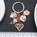Pink Rose Love Heart Letter and Card Metal Keychain Set view 3