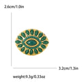 Gold Oval Turquoise Style Brooch Marquise Cabochon Eye Pin view 7