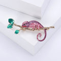 Colorful Enamel Chameleon on Branch Brooch in Four Colors view 9