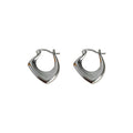 Silver Irregular Geometric Huggie Hoop Earrings Polished view 5