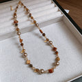 Pearl Brown Shell Bead Necklace Gold Crystal Accents view 6
