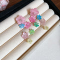 Colorful Small Resin Flower Cluster Long Drop Earrings view 4